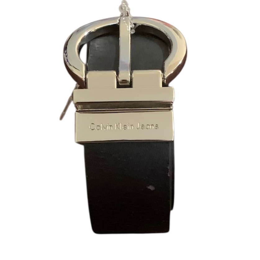 Calvin Klein Black Belt With Silver Accents